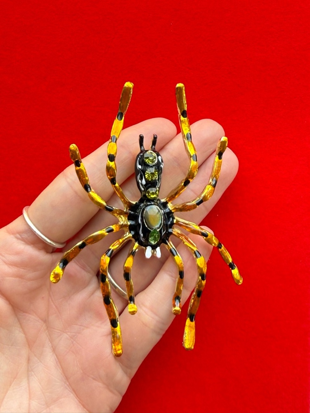 SOLD Decorative Yellow Black Spider Ornament for Reptile Habitats